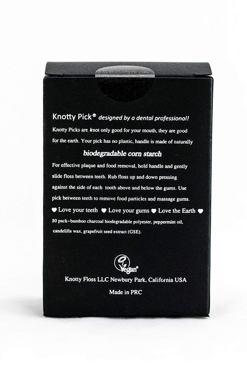 Knotty Floss Bamboo Activated Charcoal with Grapefruit Seed Extract Floss Picks - Eco-friendly, pick is made of natural CORNSTARCH not plastic! Ve...
