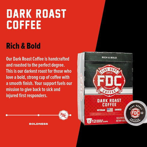 Fire Department Coffee - Gives Back to Firefighters - Dark Roast Coffee Pods - Bold & Strong - Roasted in the USA - Premium K Cups - Veteran Owned...