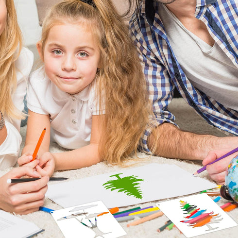 6 Inch Tree Stencils for Painting, Reusable Natural Plants Stencil, 25 Pieces Tree Drawing Template for Painting on Canvas Wood Wall Home Decor(Tr...