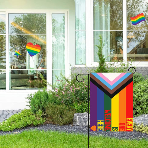 Pride Garden Flag, Rainbow Progress Pride Flags, Double Sided LGBTQ Progress Yard Flag 12x18 Inch for Lesbian Gay Bisexual Pride Month Yard Outdoo...