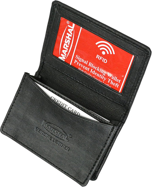 Marshal® RFID Blocking Mens Leather Expandable Business Card Case Wallet...