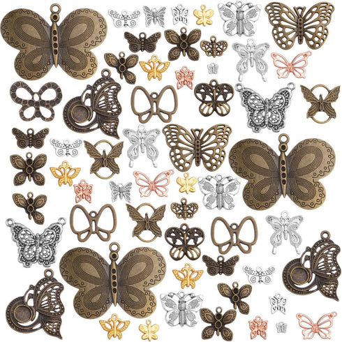 100g Mixed Butterfly Charms Vintage Fly Insect Pendant Charms for Necklace Bracelet Jewelry Making Crafting...