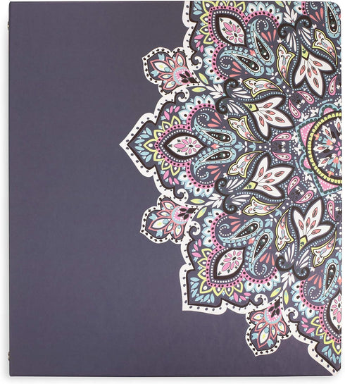 Vera Bradley Hardcover 3 Ring Binder, 1 Inch Round Rings with Interior Pockets, Bonbon Medallion...