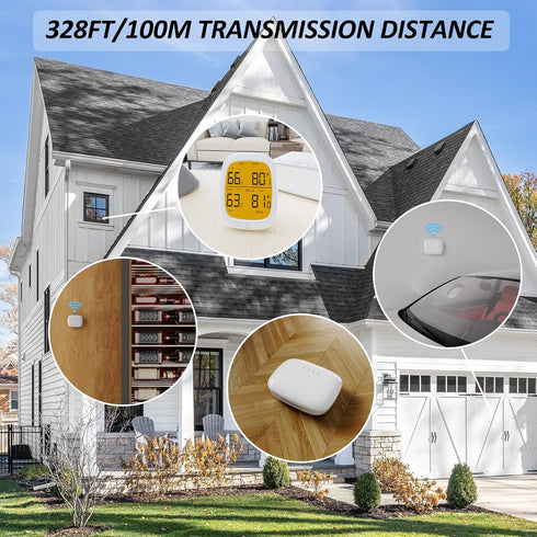 Indoor Outdoor Thermometer Wireless, Display Digital Thermometer, Humidity Meter Thermometer, Temperature Hygrometer Monitor with 330ft Range 3 Ch...