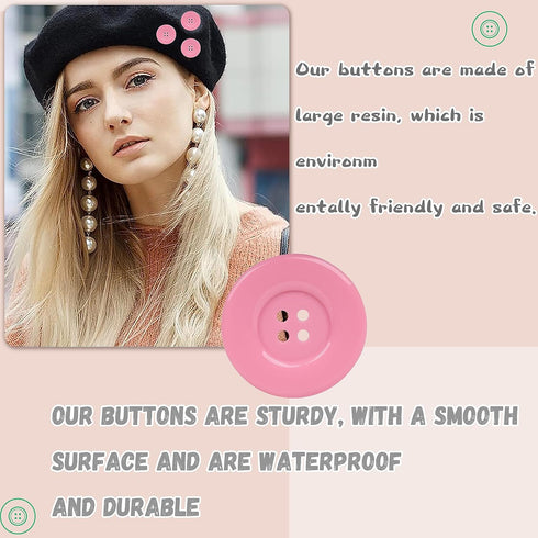 YAKA 50pcs 4 Holes Round Sewing Resin Buttons1.5inch/38mm in Bulk for Environmental Sewing Fasteners Scrapbooking DIY Sewing Tailor Crafts Coats C...