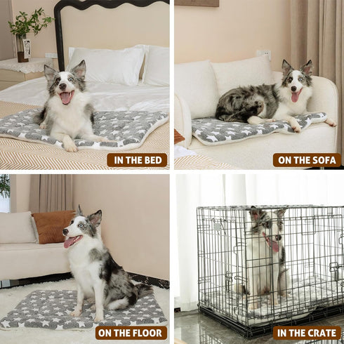 Mora Pets Dog Bed Crate Pad Ultra Soft Pet Bed with Cute Star Print Washable Crate Mat for Large Medium Small Dogs Reversible Fleece Dog Crate Ken...