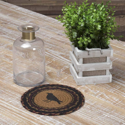 VHC Brands Primitive Tabletop & Kitchen-Heritage Farms Tan Crow Jute Trivet...