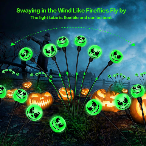 Outdoor Halloween Decorations Solar Grimace Pathway Lights,2PACK 12LED Scary Nightmare Swaying Firefly Lights Waterproof Solar Halloween Lights fo...