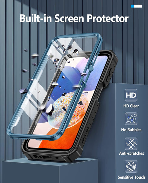 FNTCASE for Samsung Galaxy A14-5G Case: Dual-Layer Protective Textured Shockproof Rugged TPU Cover with Kickstand | Military Grade Drop Protection...