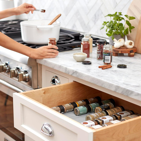 YouCopia SpiceLiner Spice Rack Drawer Organizer (Universal Fit 10’ Roll),Gray...