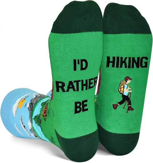 Funny Socks Gift for Men, I'd Rather Be Hiking Golfing Fishing Camping Skiing Gaming Novelty Socks...