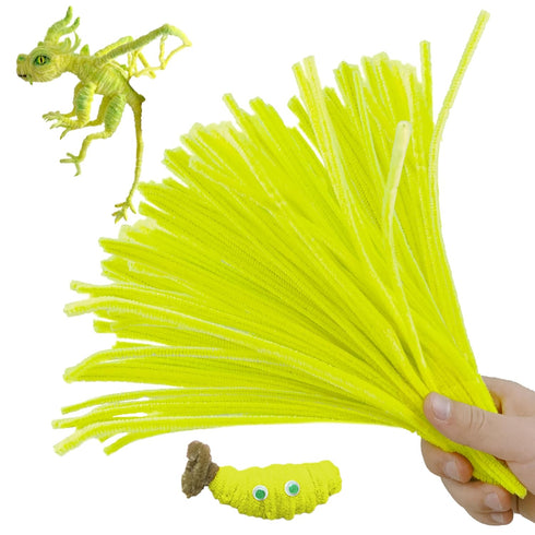 200PCS Upgraded Yellow Pipe Cleaners Bulk Craft Chenille Stems DIY Art Supplies Colorful Thick Fluffy Fuzzy Wire Sticks for Kids and Adults...