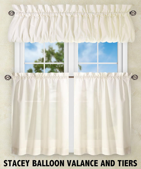 Ellis Curtain Stacey Sheer Balloon Valance, 60" x 15", Ice Cream...