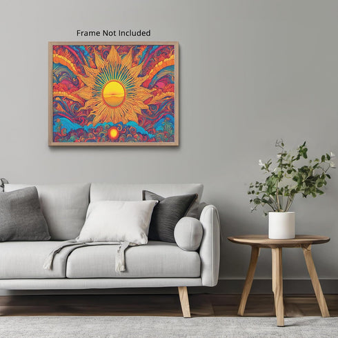 Posterizer 1 pcs- psychedelic funky hippie colorful sun 2-Fantasy & Fiction Art-Retro Art- Living Room Bedroom Decor- unframed wall art...