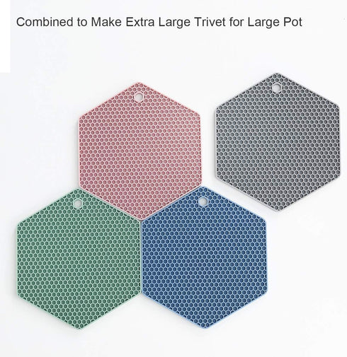 4 Packed Silicone Trivet Mats - DIY Different Size Dish Drying Mat, Hot Pot Holder for Pots & Pans, Non-Slip & Heat Resistant Kitchen Hot Pads for...
