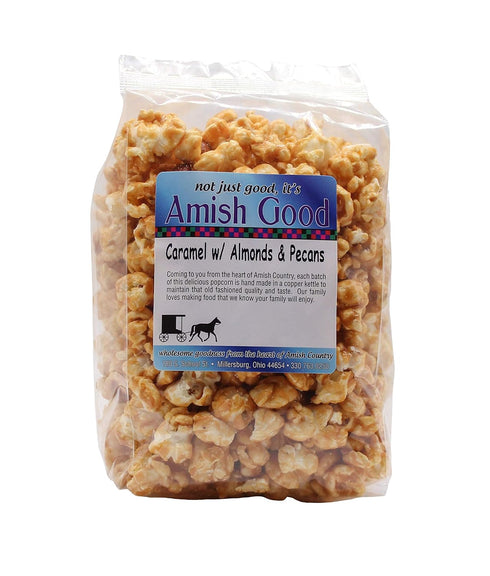 Amish Good Premium Caramel Popcorn with Almond and Pecans * Real Butter and Coconut Oil in 12 Ounce Bag...