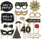 Fully Assembled 40th Birthday Photo Booth Props - Set of 30 - Black & Gold Selfie Signs - 40th Party Supplies & Decorations - Cute Bday Designs wi...