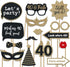 Fully Assembled 40th Birthday Photo Booth Props - Set of 30 - Black & Gold Selfie Signs - 40th Party Supplies & Decorations - Cute Bday Designs wi...