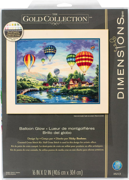 Dimensions 35213 Gold Collection Hot Air Balloon Advanced Counted Cross Stitch Kit, 18 Cnt. Ivory Aida, 12'' x 16''...