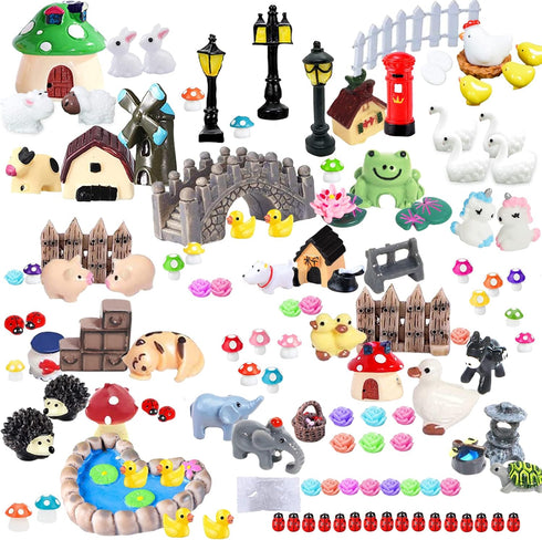 123 Pcs Fairy Garden Accessories, Fairy Garden Accessories Outdoor, Miniature Figurines, Garden Decorations, Fairy Garden Kit Miniatures for Terra...