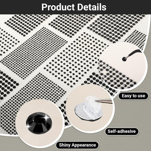 Gartful 12 Sheet Black Rhinestone Stickers - Round, 2790 PCS Self Adhesive Gem Sticker, Sticky Crystal Jewelry Gemstone for DIY Arts Crafts, Scrap...