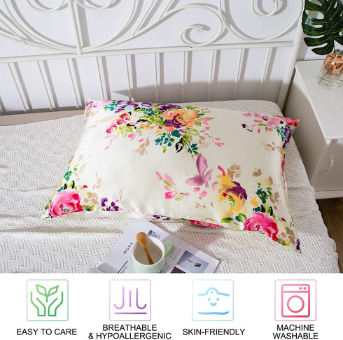 SLPBABY Silk Pillowcase for Hair and Skin with Hidden Zipper Print (Standard, Pattern5)...