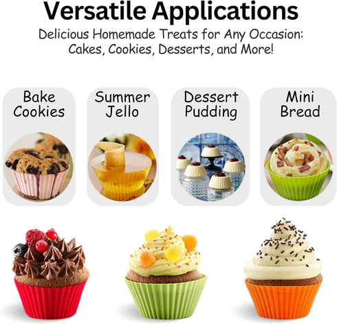 Silicone Baking Cups: Reusable Silicone Baking Cups, Non-Stick Muffin Liners, Cupcake Liner, Multicolor - 12 Pack...