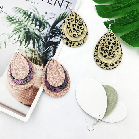 AOUXSEEM 181 Pcs Faux Leather Earrings DIY Making Kit, Contains 60 Pre Cut Metallic Vinyl and Leopard Printed Fabric Earring Pieces,60 Earring Hoo...