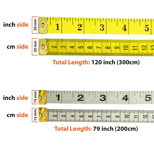 IFAMIO 6 Count 2 Sizes Double Sided Soft Tape Measure 120 Inch/300cm & 79 Inch/200cm Flexible Body Scale Measuring Pocket Tailor Ruler for Sewing ...