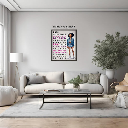 Posterizer 1 pcs-Ethnic African American Women-Positive Quote-Afro-American Art Collection-Inspirational Women's Art-decor for Girls, Teens Bedroo...