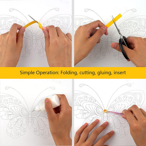 Uniquilling Quilling Paper Quilling Kit for Adults Beginner, 8 * 10-inch Blue Butterfly, Exquisite DIY Paper Filigree Painting Kits Quilling Tools...