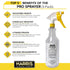 HARRIS Professional Spray Bottle 32oz (3-Pack), All-Purpose for Cleaning and Plants with Clear Finish, Pressurized Sprayer, Adjustable Nozzle and ...