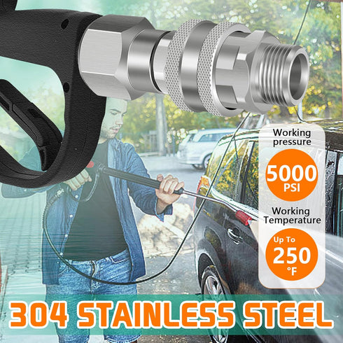 Boltigen Pressure Washer Swivel Adapter Set, M22-14mm to 3/8'' Quick Connect Kit, Disconnect Swivel for Power Washer Hose, 360 Degree Swivel, 5000...