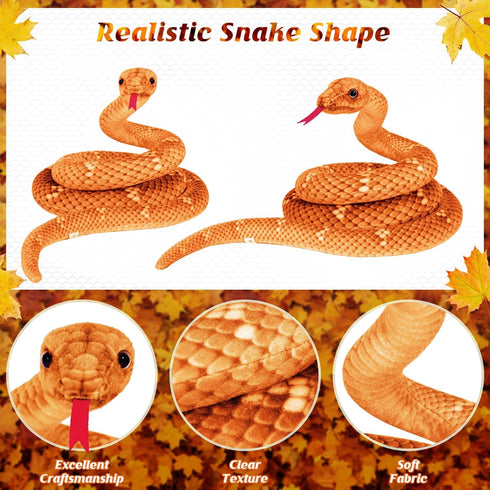 Snake Plush, Stuffed Snake Animal, 71 in Large Toy Snakes for Kids, Giant Stuffed Animals Snake, Lifelike Plush Snake for Birthday Present Party P...