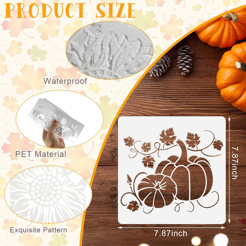 16 Pcs Fall Stencils Pumpkin Painting Stencils Fall Pumpkin Templates Reusable Maple Leaf Stencils on Wood Harvest Thanksgiving Autumn Stencils fo...