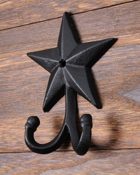 Coat Hook Hat Horse Hook Vintage Wrought Iron Wall Mounted Screws Included Wall Hook (Star)...