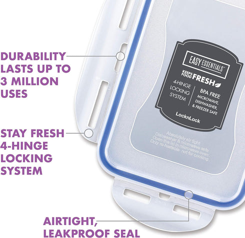 LOCK & LOCK Easy Essentials Food Storage Container Set, 4-Piece -Clear...