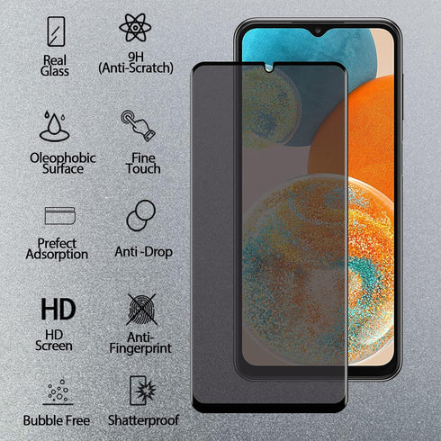 2 Pack Anti-Spy Tempered Glass Screen Protector for Samsung Galaxy A23 5G/4G, 9H Hardness, Bubble Free, Touch Sensitive, 20mm x 20mm...