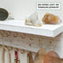 Ilyapa Wall Mounted Jewelry Organizer Shelf, Rustic White Wood - Necklace Holder, Earring and Bracelet Hanger Rack...