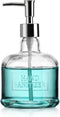 Elegant Home 18 Oz 7" Clear Embossed Glass Hand Sanitizer Dispenser Holder Bottle - Refillable, Acrylic Pump Ideal for Soap, Body Lotion, Essentia...