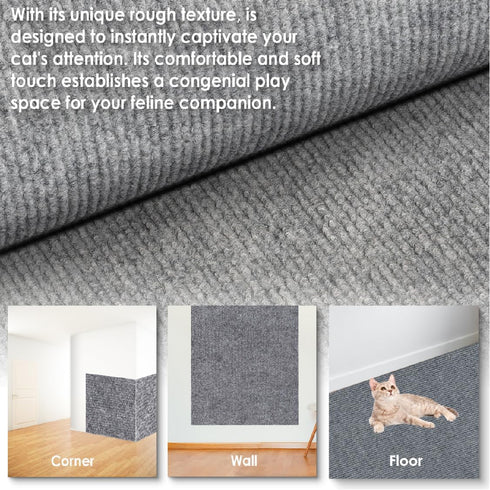 Cat Scratching Mat 11.8" x11.8”(5 Pack), Trimmable Self-Adhesive Cat Scratcher, Replacement Carpet for Cat Tree Shelf Shelves Cat Scratch Post, Sc...