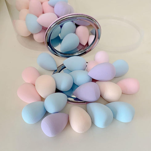 50 PCS Small Mini Makeup Sponges and Powder Puff with Makeup Mirror, Multi Colored Beauty Blender Makeup Sponge Facial Makeup Tools (Makeup Sponge...