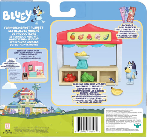 Bluey Mini Playsets Farmers Market Playset | includes Articulated Figure with Shopping Bag and Accessories | with Dollarbucks...