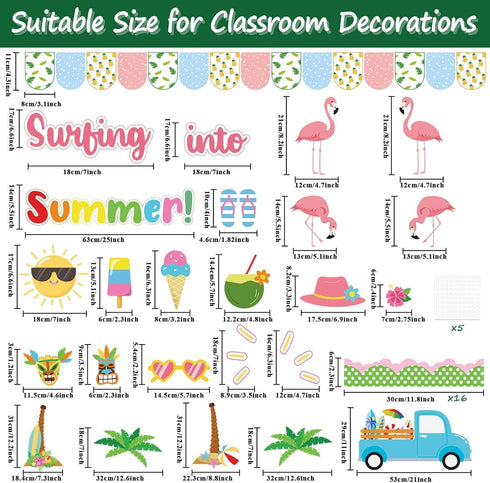 Summer Bulletin Board Decorations Summer Truck Classroom Bulletin Board Border Tropical Surfing Into Summer Paper Cutouts for Classroom Window Wal...