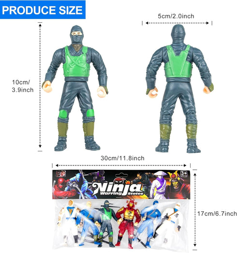 HAPTIME Ninja Action Figures, 6 Pack Ninja Figure Toys for Boys, 3.5-Inch Ninja Warriors with Weapon Accessories, for Kids Ages 3+, Cake Topper...