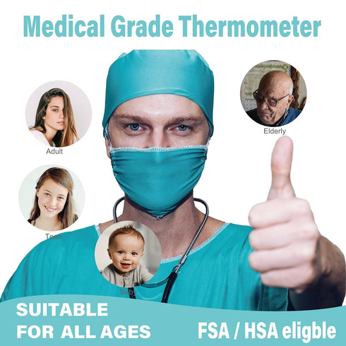 Amplim Digital Forehead Thermometer for Kids, Adults, and Babies - Touchless, Non-Contact Fever Thermometer with Temporal Head Function - No-Touch...