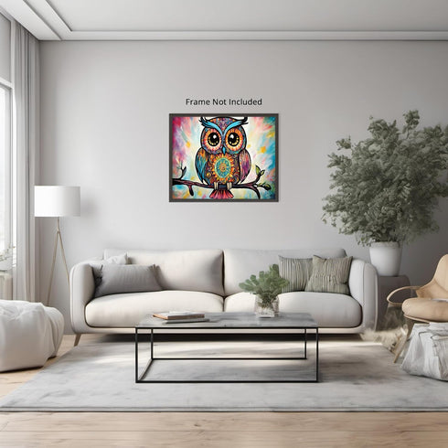 Posterizer 1 pcs- psychedelic funky hippie colorful owl print 5-Fantasy & Fiction Art-Retro Art- Living Room Bedroom Decor- unframed wall art...