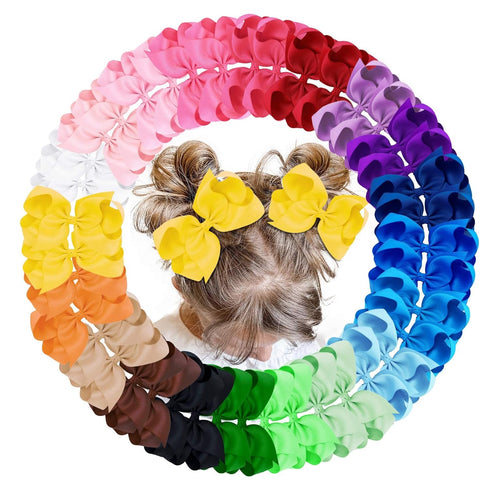 Oaoleer 40Pcs 4.5" Hair Bows Clips Grosgrain Ribbon, Alligator Clips, Barrettes Hair Accessories for Baby Girls Infants Toddlers Kids Teens Childr...