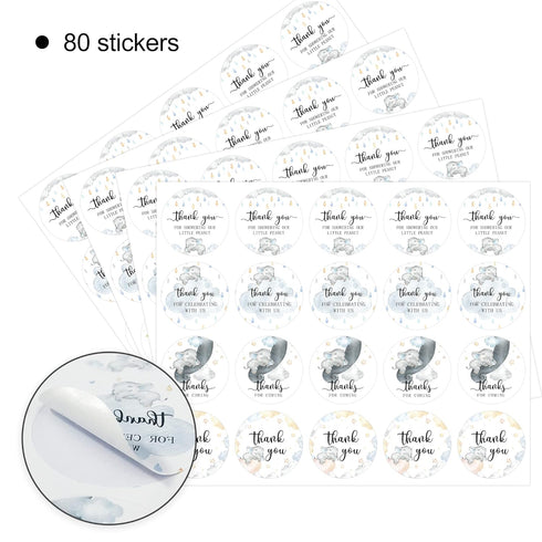 80 Elephant Baby Shower Thank You Stickers, Elephant Themed Baby Shower Favor Label Stickers(2 Inch)...