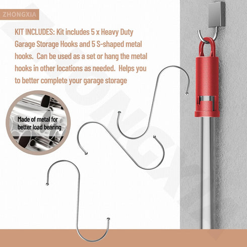 5 Pack Garage Storage Hooks Attachment Compatible with Milwaukee M18 / Wall Mount Utility Hooks/Attachment for Garage, Shed, Car, House, Storeroom...